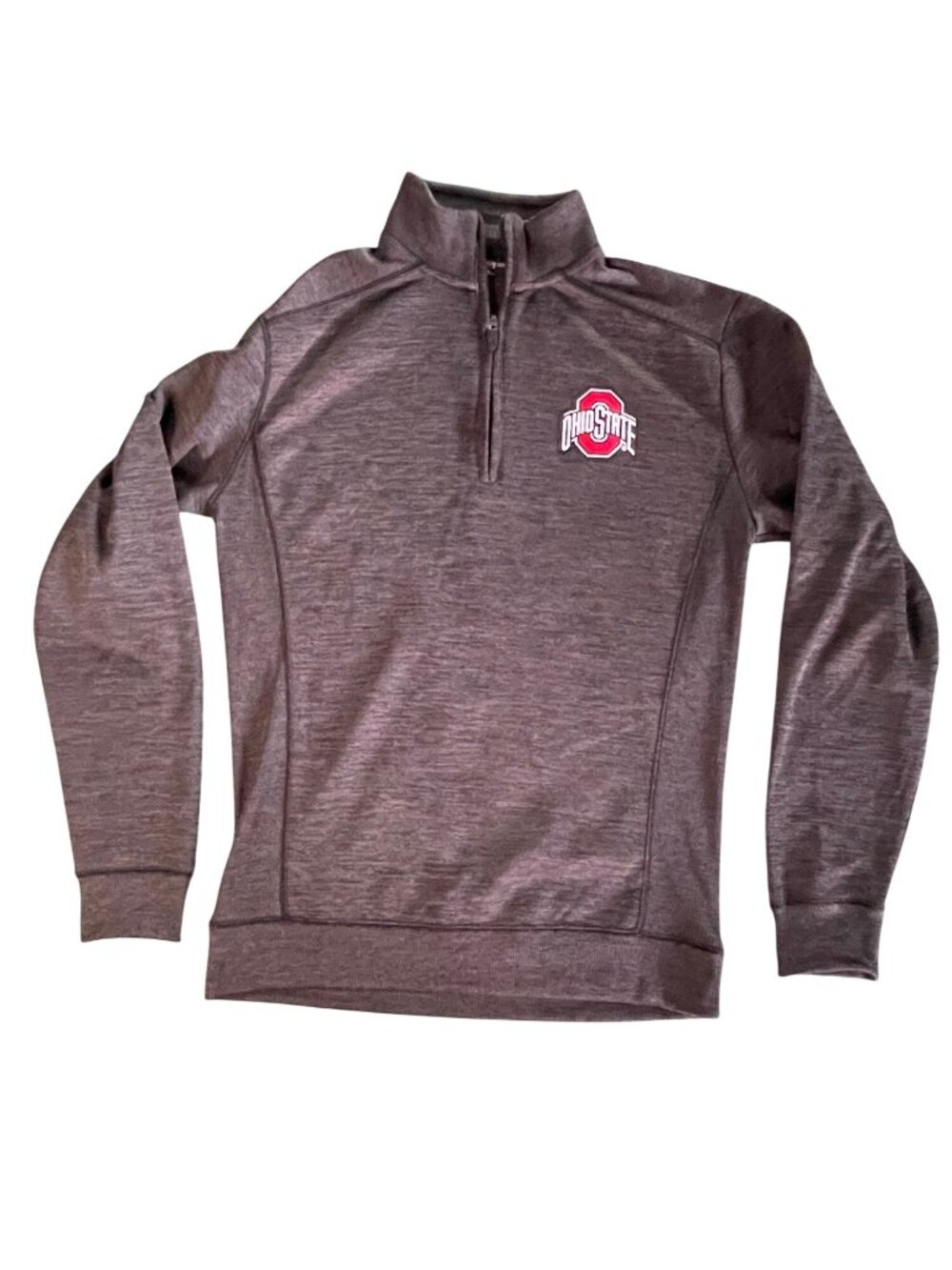 Ohio State Scarlet & Gray 1/4 Zip Pullover Sweatshirt Small Heather Gray Polyest